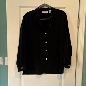 Vintage Bloomingdale's Black 100% Silk Button-Up Shirt